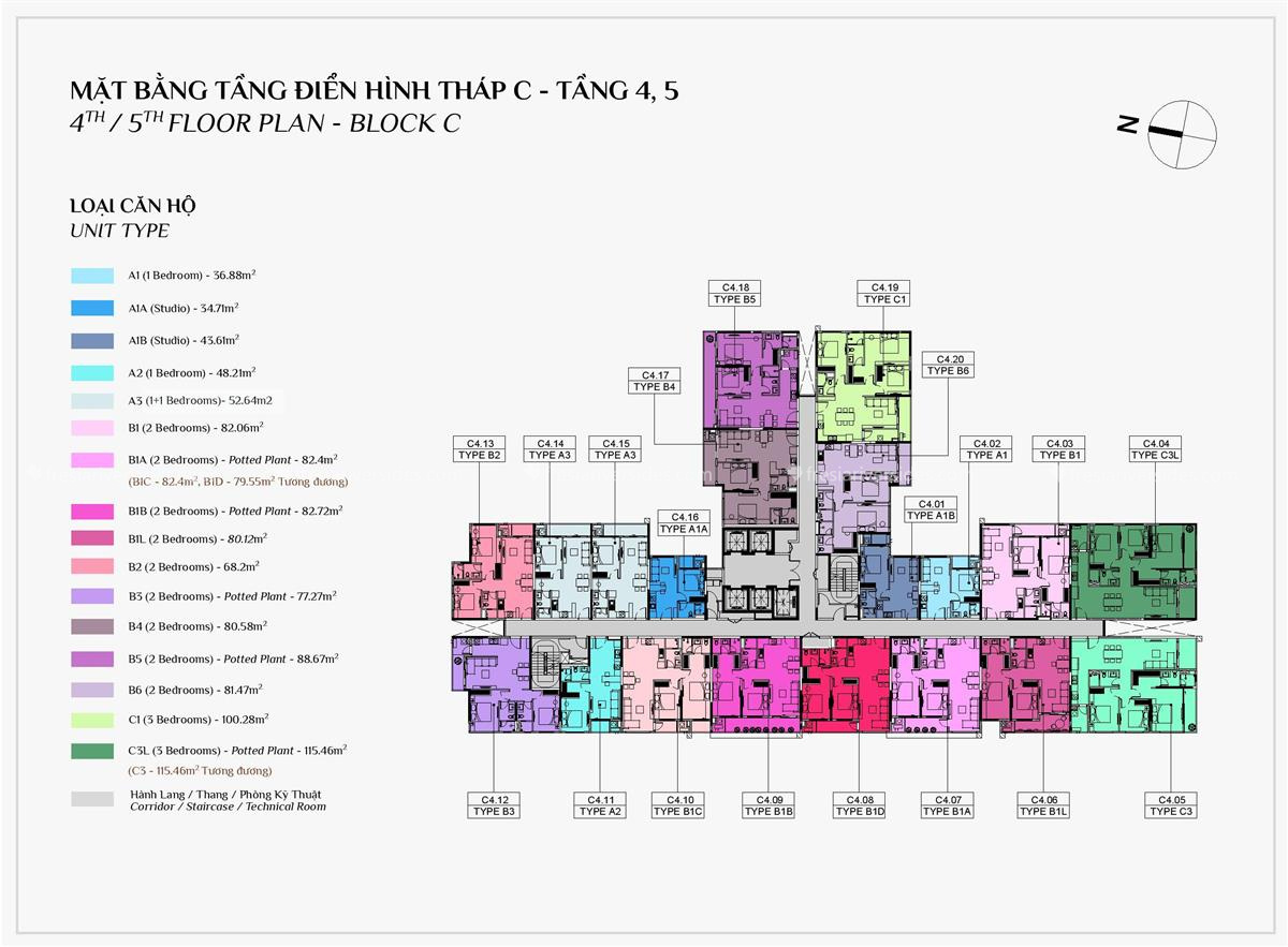 Mặt Bằng Tầng 4,5