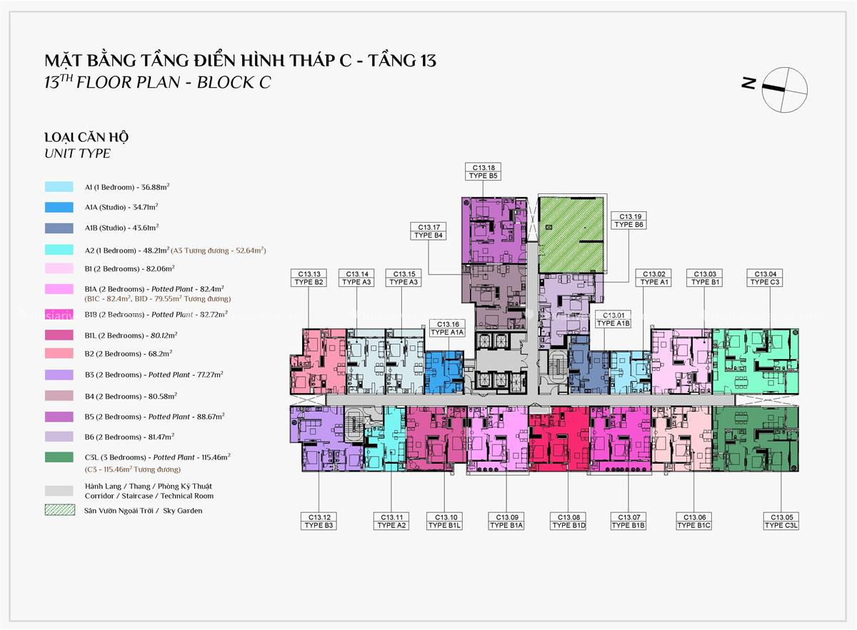Tháp C, Tầng 13 Căn Hộ Elysian