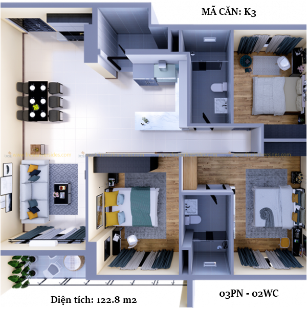 Thiết Kế Căn Hộ Docklands Sài Gòn Mã K3