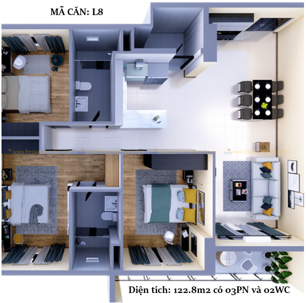 Thiết Kế Căn Hộ Docklands Sài Gòn Mã L8