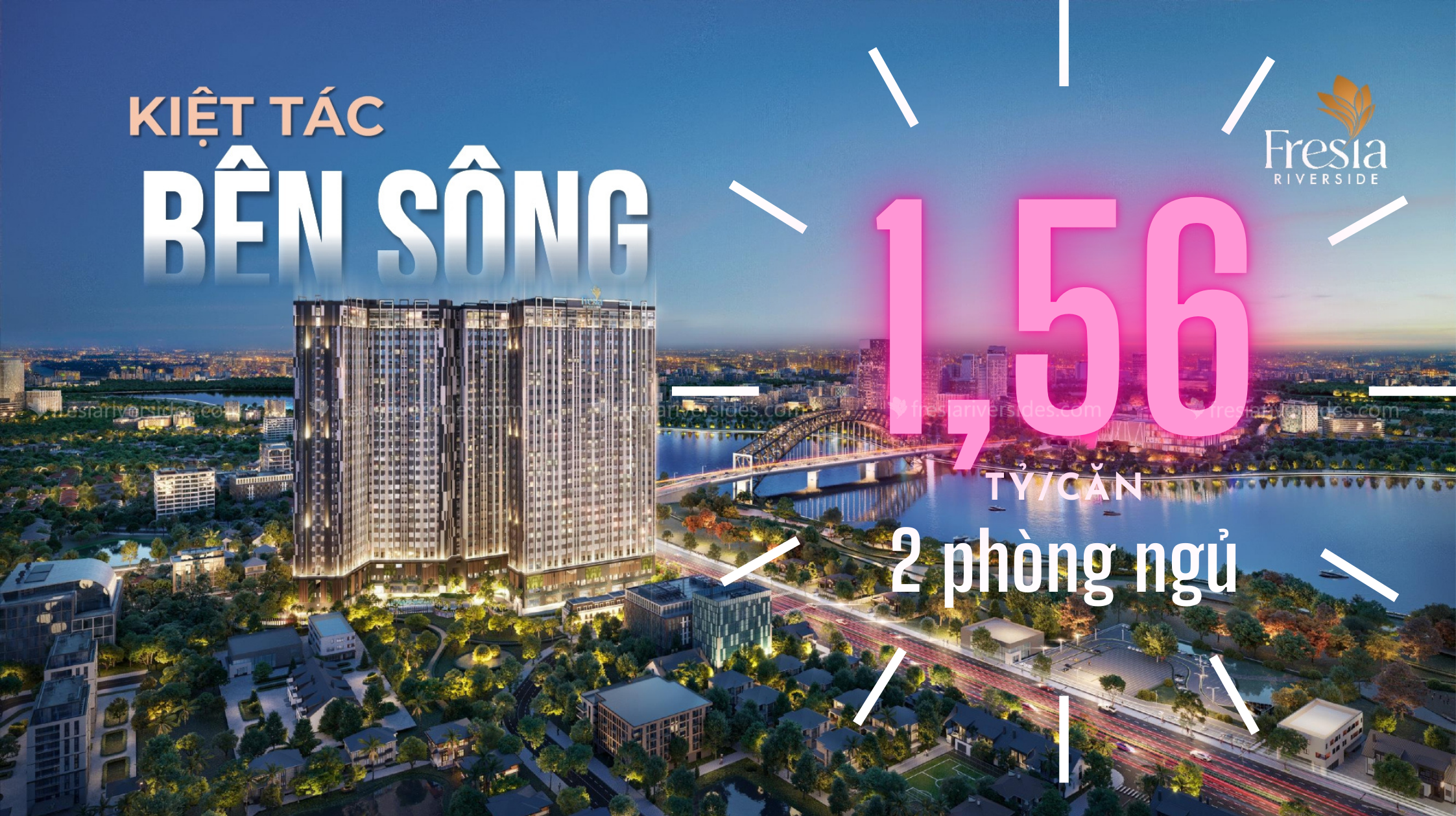 Fresia Riverside Căn 2 Phòng Ngủ 1,56 Tỷ