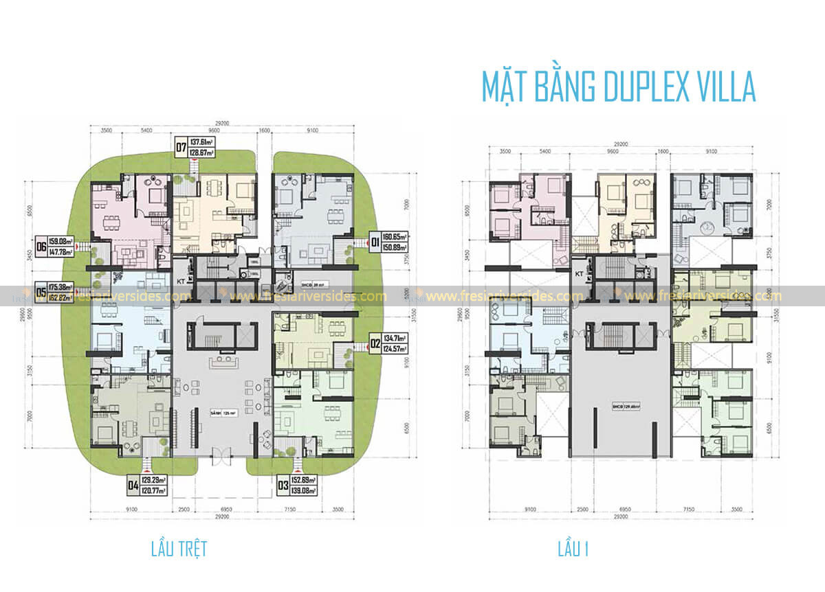 Mặt bằng tầng căn hộ duplex villa The Prive