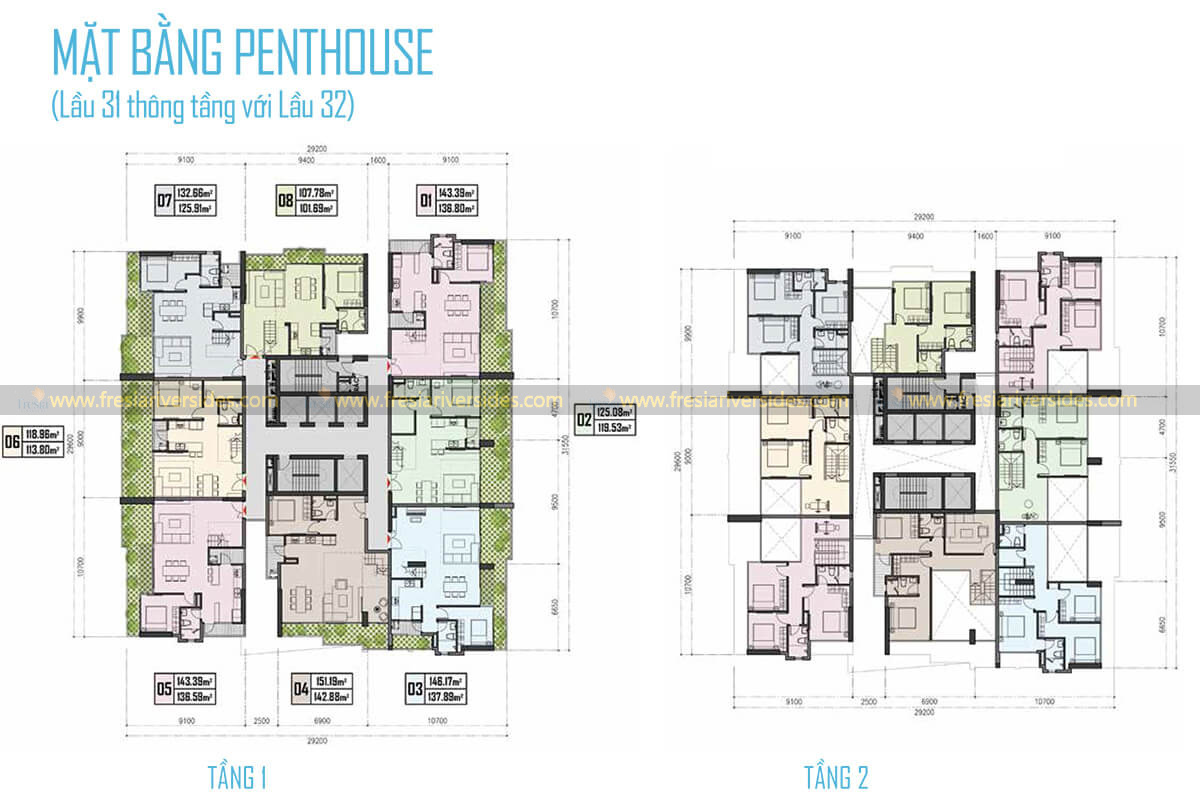 Mặt bằng tầng căn hộ Penthouse The Prive
